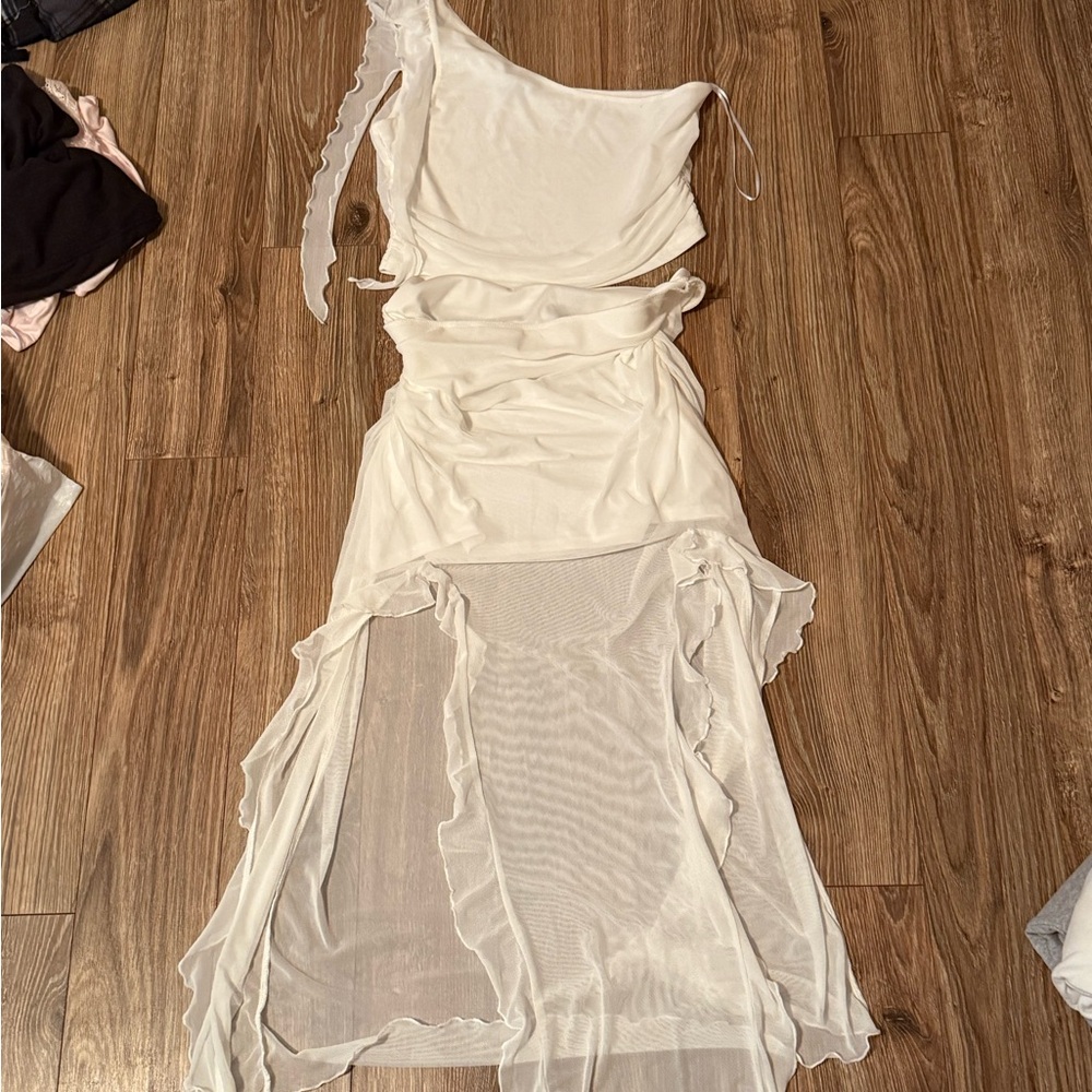 Charlotte Russe Cream One-Shoulder Dress